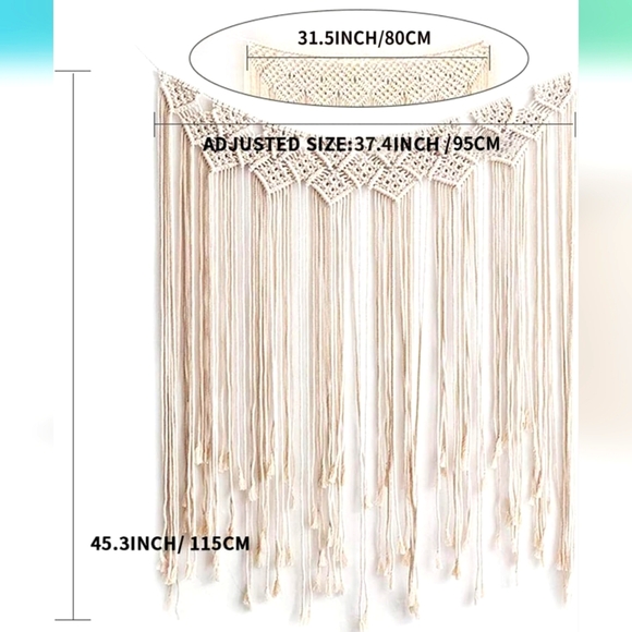 Macrame Wall Hanging, Large Woven Wall Hangings, Boho Cotton Handmade Macrame - Picture 2 of 2